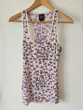 2b bebe Y2k Pink Butterfly Tank Top